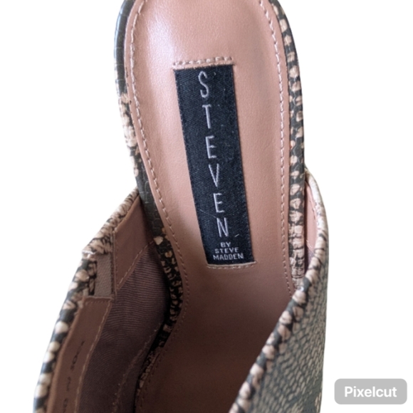 STEVEN by Steve Madden NEVA Snake Print Pointed Toe Block Heel Mules Size 6 - Picture 8 of 10